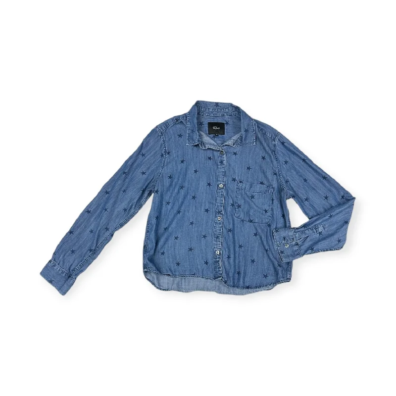 Top Long Sleeve By Rails In Blue Denim, Size: M