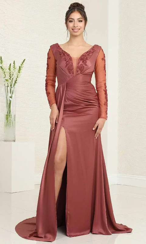 May Queen MQ2008 - V-Neck Draped Evening Dress