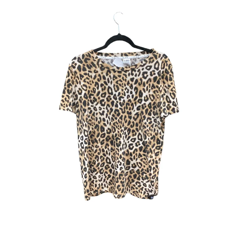 Top Short Sleeve Basic By Pink In Animal Print, Size: L