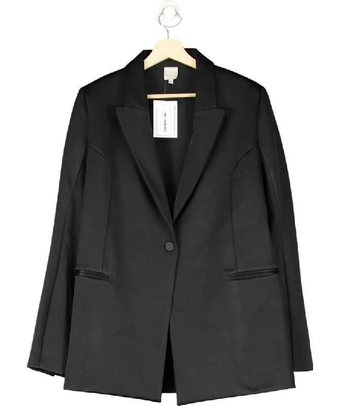 Hanne Bloch Black Satin Single Breasted Blazer One Size