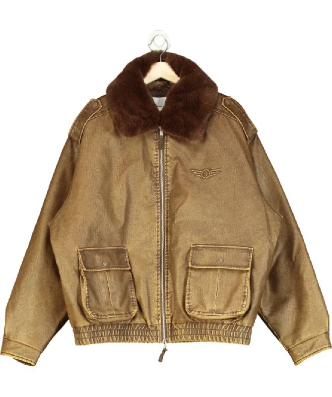 HOUSE OF SUNNY Brown Cruise Flight Jacket UK L