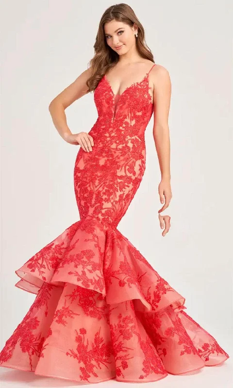 Ellie Wilde EW35038 - Tiered Plunging V-Neck Evening Dress