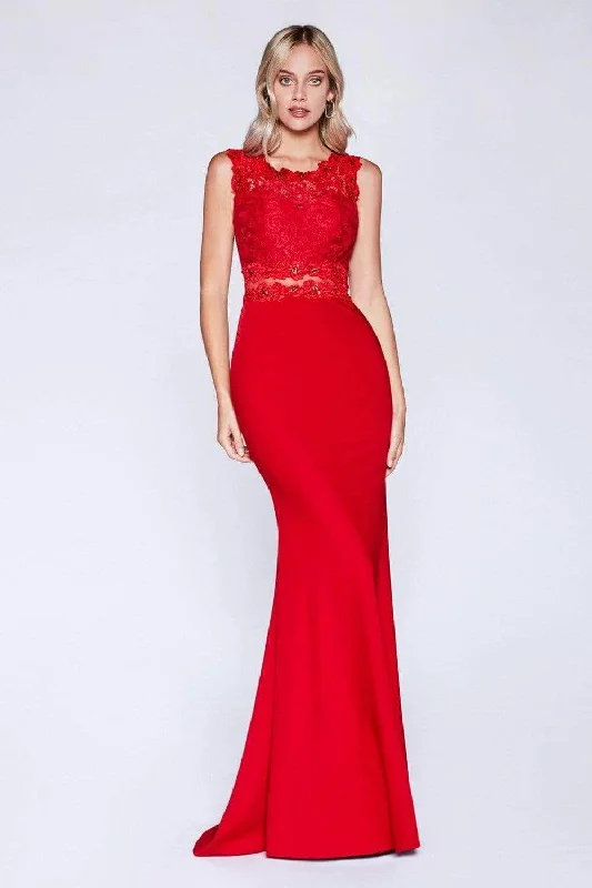 Ladivine CF115 - Fitted Jersey Evening Gown