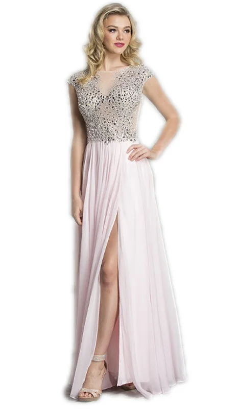 Trevi Collection - Crystal Embellished Evening Dress