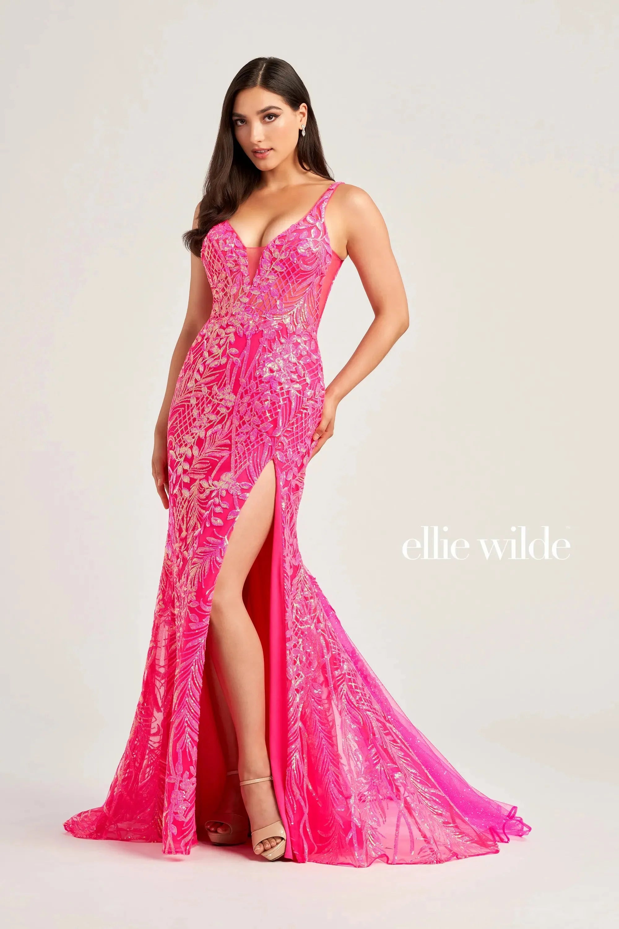 Ellie Wilde EW35201 - Glitter Sweep Train Evening Dress