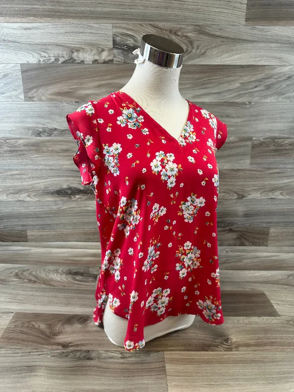 Top Short Sleeve By Loft In Red & White, Size: Petite   S