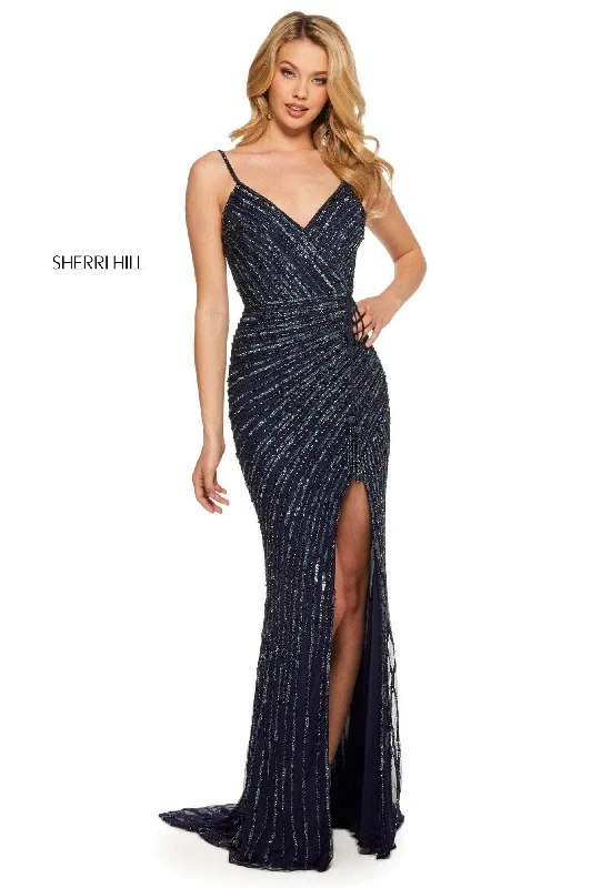 Sherri Hill 53037 - Spaghetti Strap Beaded Evening Dress