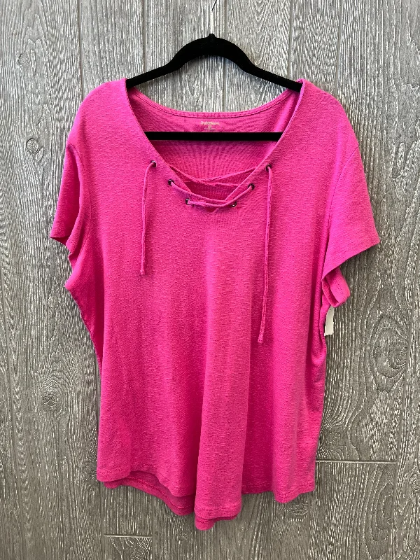 Top Short Sleeve By Ruff Hewn In Pink, Size: 2x