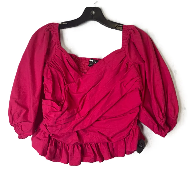 Top Short Sleeve By Express In Pink, Size: L