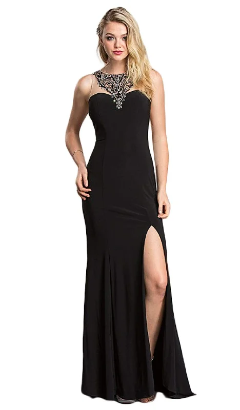 Trevi Collection - Sheath Evening Dress with Slit