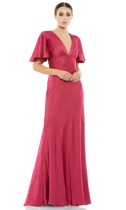 Ieena Duggal 554021 - Flounce Sleeve V-Neck Evening Dress