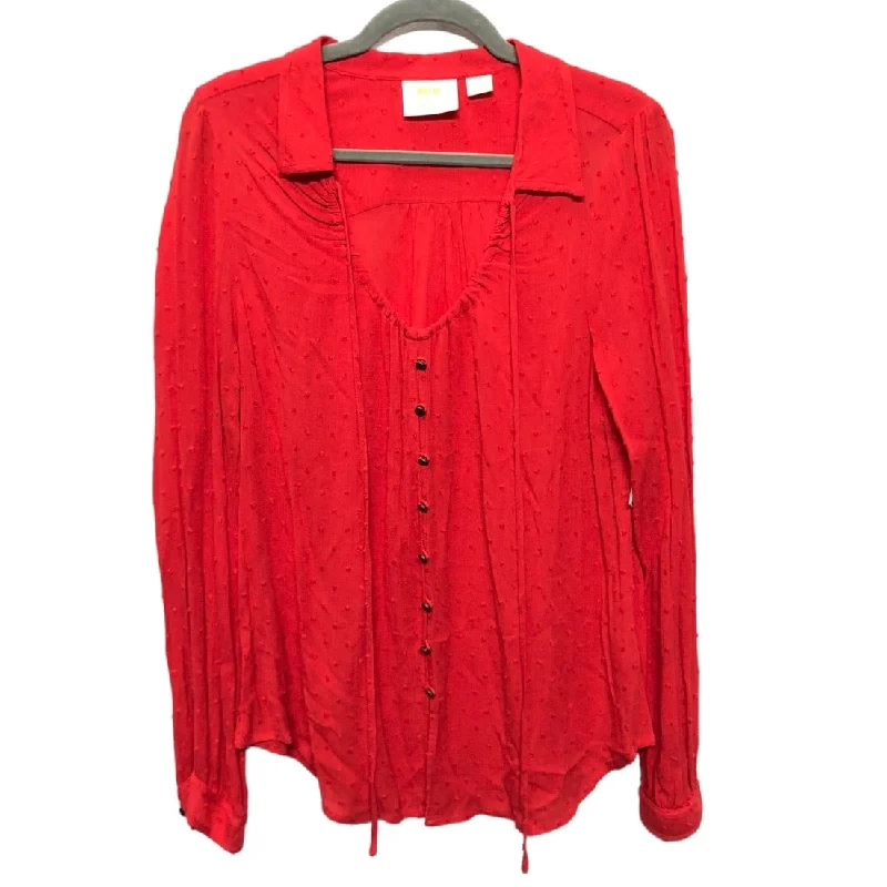 Top Long Sleeve By Maeve In Red, Size: 10