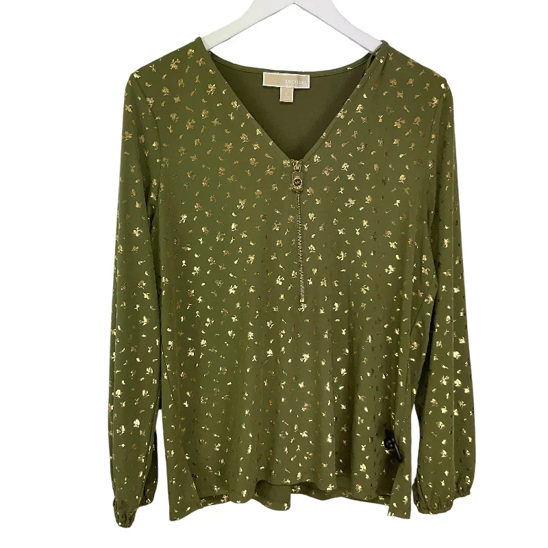 Top Long Sleeve By Michael Kors In Green, Size: L