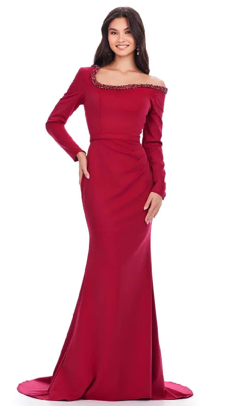 Ashley Lauren 11450 - Long Sleeve Scuba Evening Gown