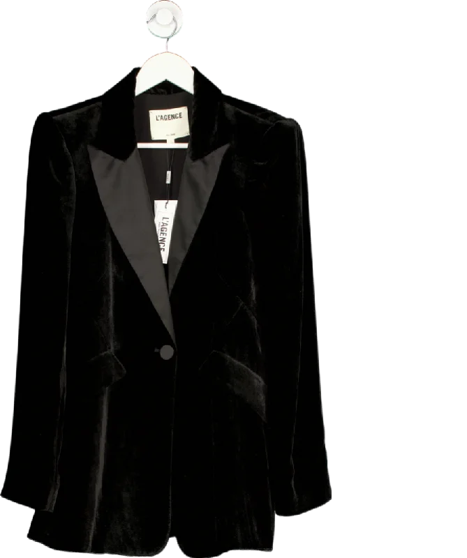 L'agence Black Velvet Sheila Tuxedo Blazer UK 6