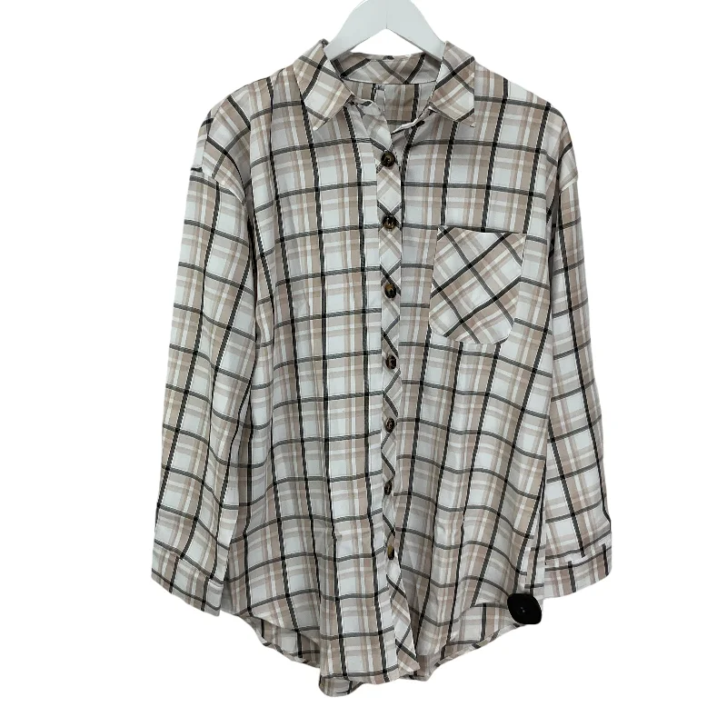 Top Long Sleeve By Cmf In Plaid Pattern, Size: M