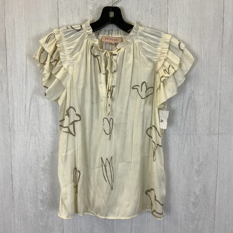 Top Short Sleeve By Philosophy In Cream, Size: Petite   S