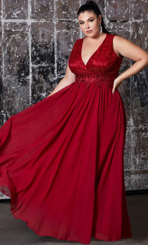 Ladivine S7201 - Surplice V-Neck Evening Gown