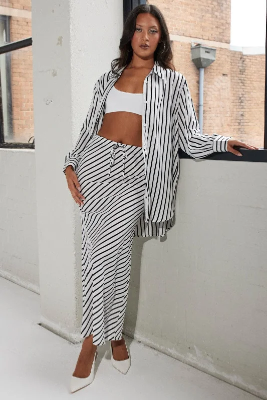 White Stripe Relaxed Shirt Long Sleeve