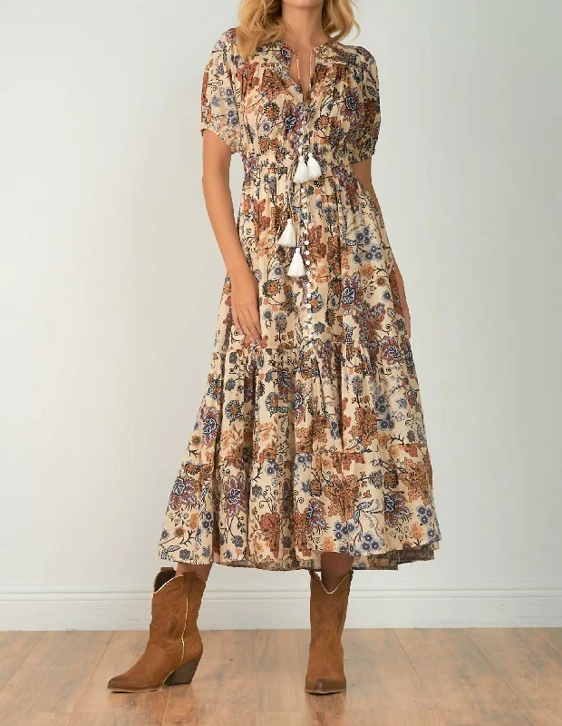 Botanical Maxi Dress In Natural