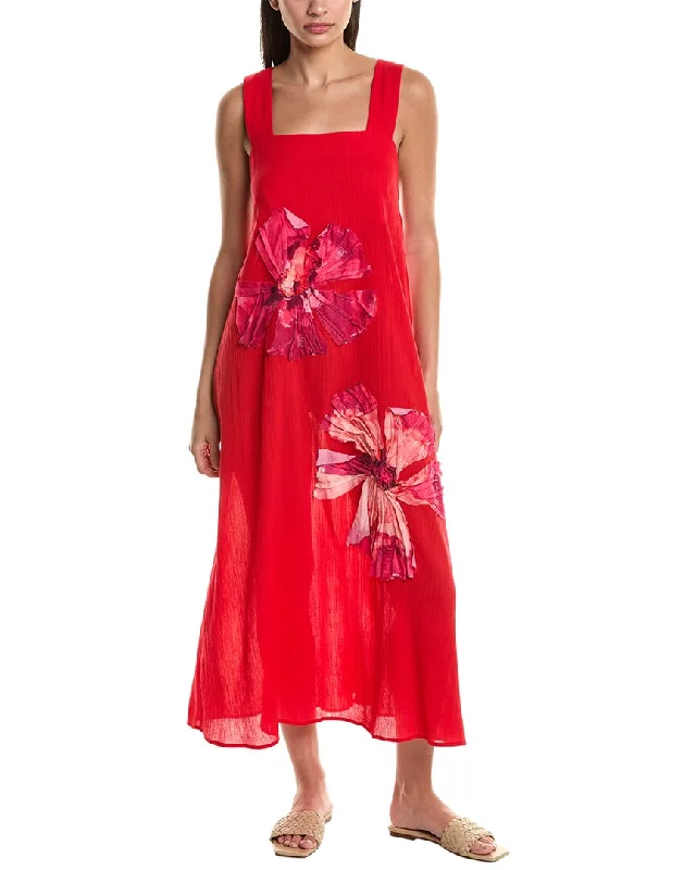 Natori Gauze Applique Maxi Dress