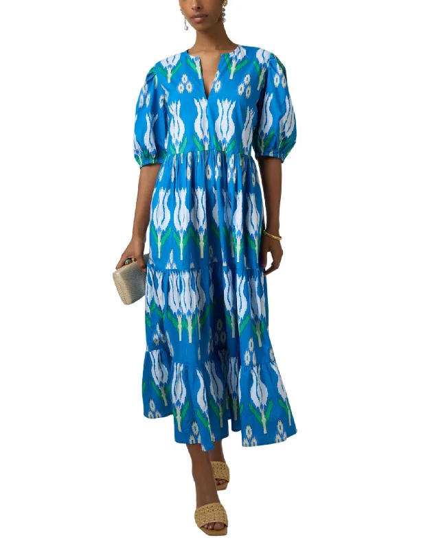 Printed Tulip Maxi Dress In Blue