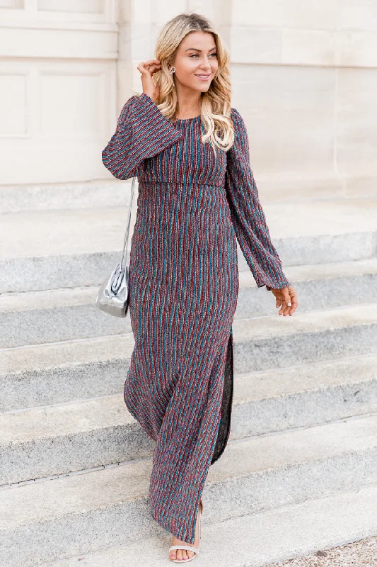 Joyful Journey Multi Color Shimmer Long Sleeve Maxi Dress FINAL SALE