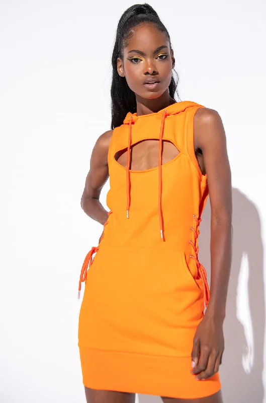 NOTHING NEW MINI DRESS WITH HOODIE ORANGE