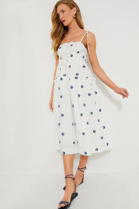 White Blue Alani Midi Dress