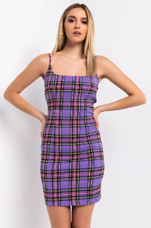 CLUELESS VIBES MINI TANK DRESS PURPLE