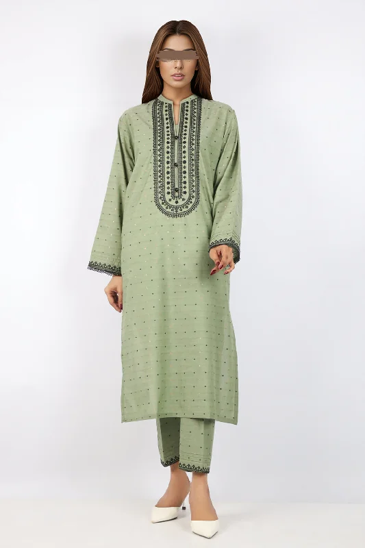 Embroidered Cotton Jacquard Stitched 2 Piece (Shirt/Trouser)