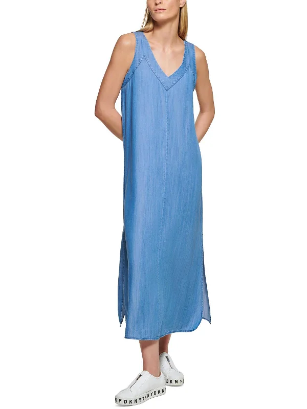 Womens Slub Lyocell Maxi Dress