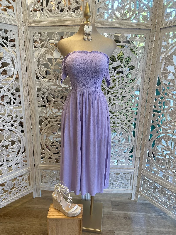 Lavender Smocked Midi Dress