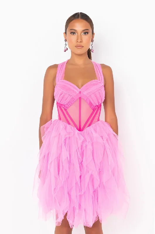 PRINCESS SHIT TULLE MINI DRESS NEON PINK