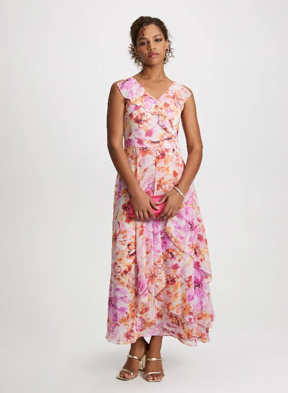 Floral Chiffon Maxi Dress