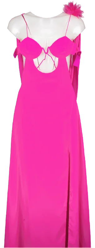 For Love & Lemons Pink Cut Out Front Maxi Dress With Drape UK XS