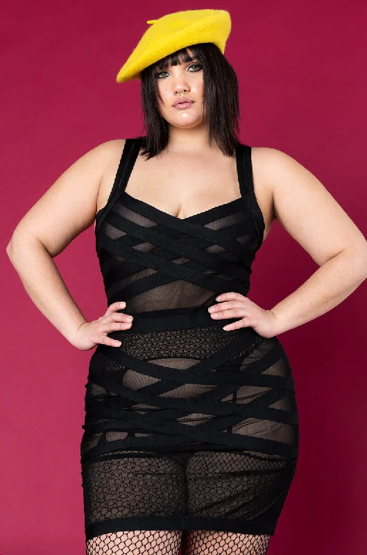 PLUS I WANT IT I GOT IT MINI MESH DETAIL DRESS