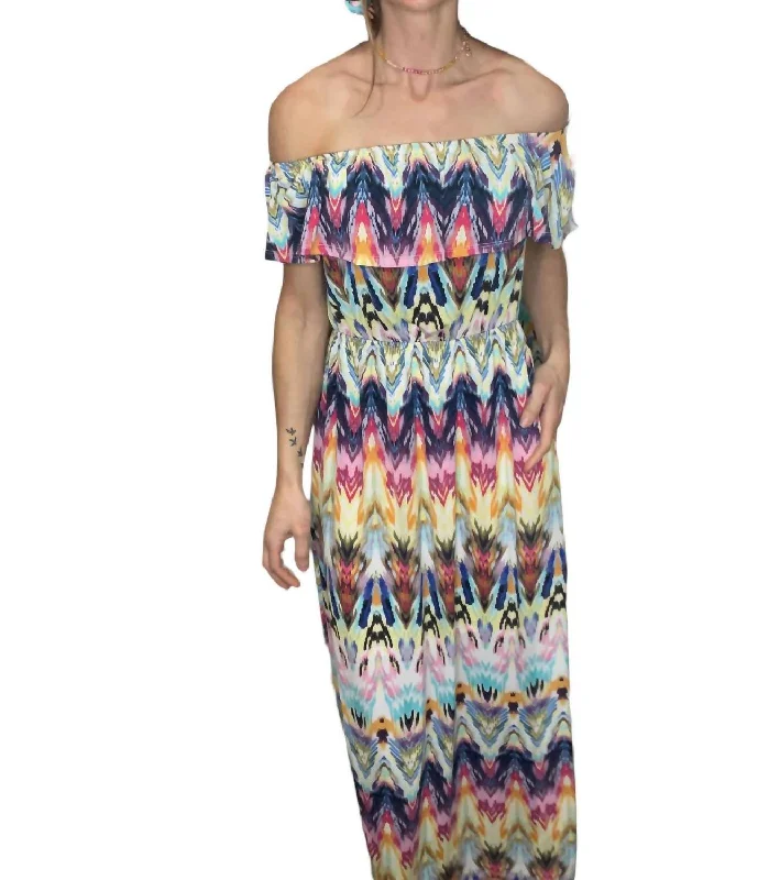 Chevron Maxi Dress In Multicolor