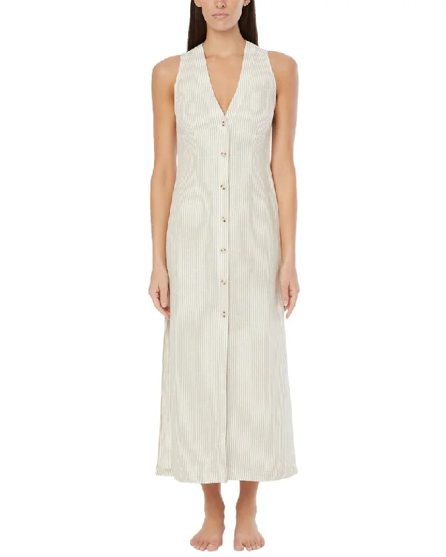 Onia Air Linen-Blend Button Down Maxi Dress