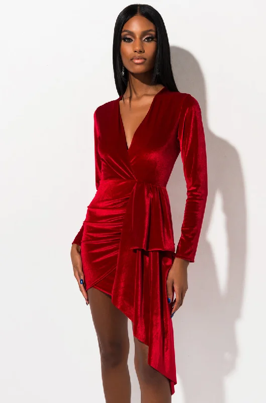 SEXY VELVET DRESSY MINI RED