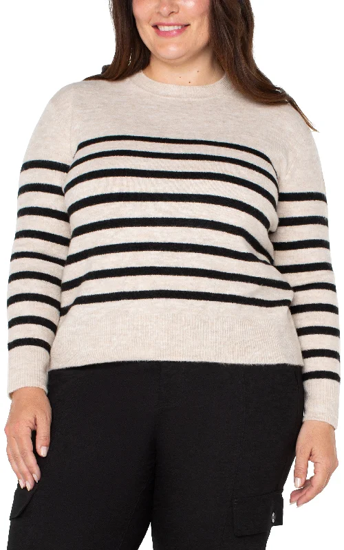 LONG SLEEVE CREW NECK DROP SHOULDER SWEATER