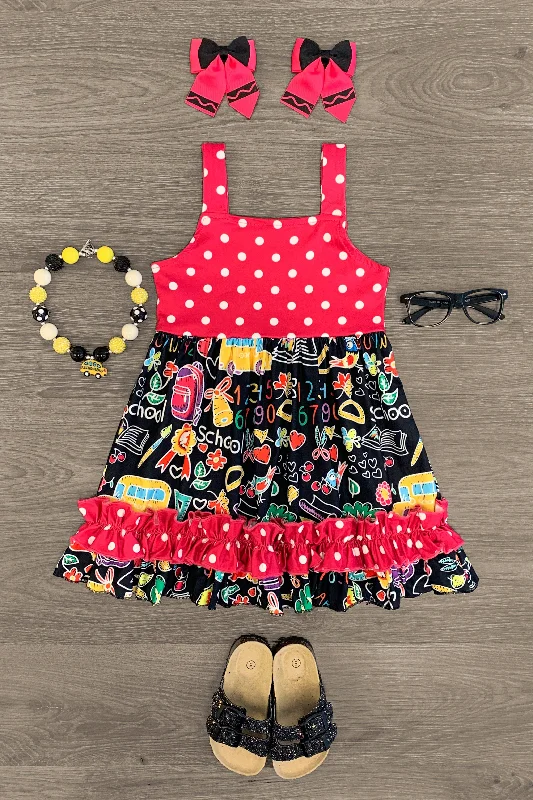 Black & Polka Dot School Dress