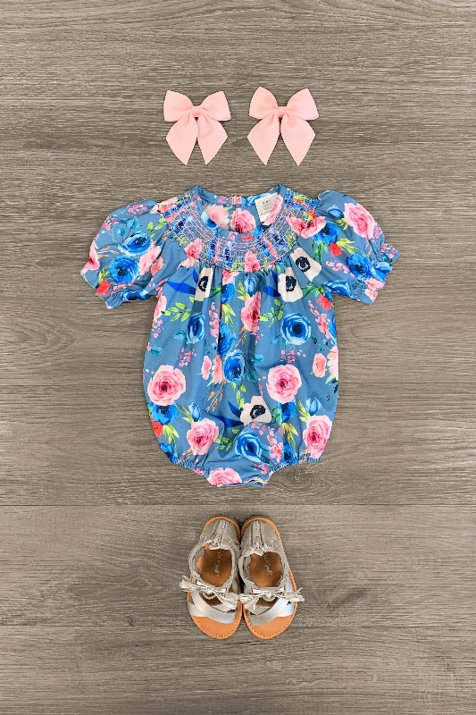 Blue & Pink Floral Onesie