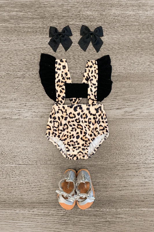 Cream Cheetah Cut Out Ruffle Onesie