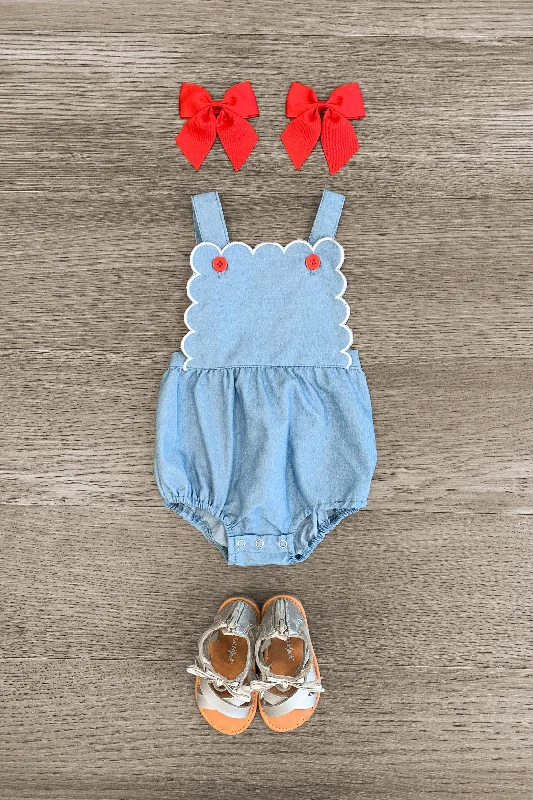 Scalloped Chambray Onesie