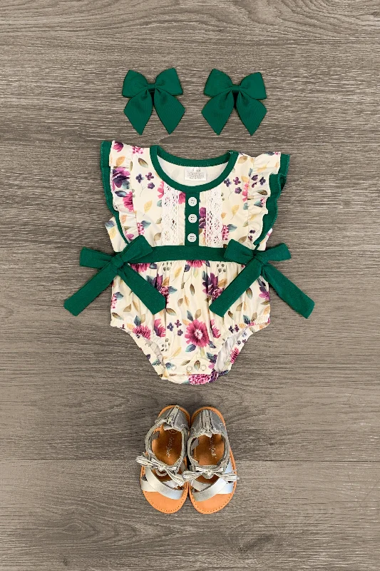 Green & Purple Floral Tie Onesie