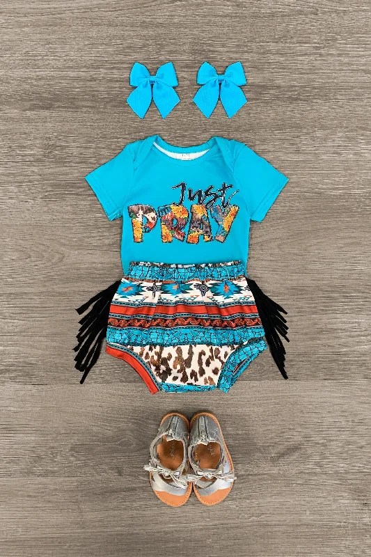 "Just Pray" Turquoise Onesie Set