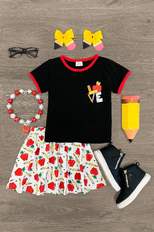 "LOVE" School Supplies Skirt Set