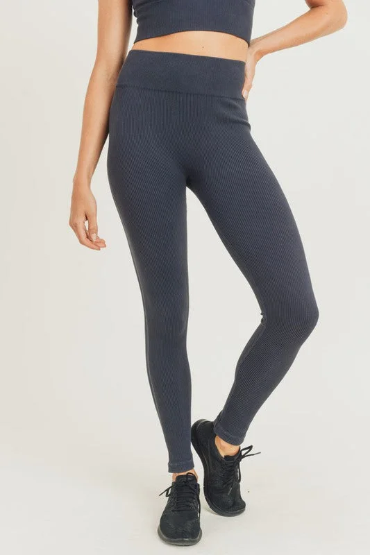 Mono B Ribbed Essential Seamless Black Leggings