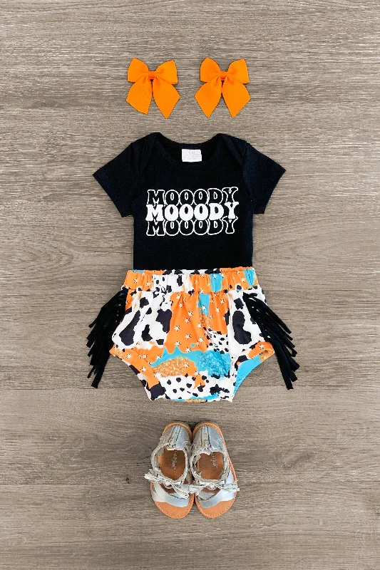 "Mooody Mooody Mooody" Fringe Onesie Set